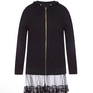 RED Valentino Black zip up lace hoodie sweatshirt